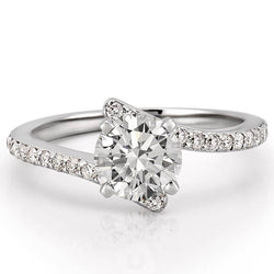 Ronde Echt Diamanten Solitaire Ring Gedraaide Schacht 1,70 Karaat