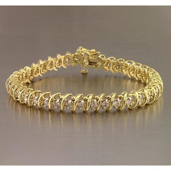 Ronde Echt Diamanten Tennisarmband 4 Karaat Geel Goud 14K F Vs1