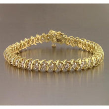 Afbeelding in Gallery-weergave laden, Ronde Echt Diamanten Tennisarmband 4 Karaat Geel Goud 14K F Vs1
