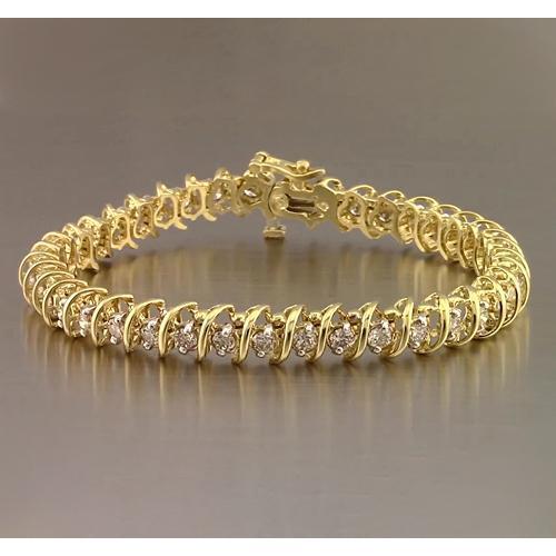 Ronde Echt Diamanten Tennisarmband 4 Karaat Geel Goud 14K F Vs1