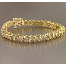 Afbeelding in Gallery-weergave laden, Ronde Echt Diamanten Tennisarmband 4 Karaat Geel Goud 14K F Vs1
