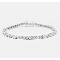 Ronde Echt Diamanten Tennisarmband 6 Karaat Gedeelde Tandenset Nieuw