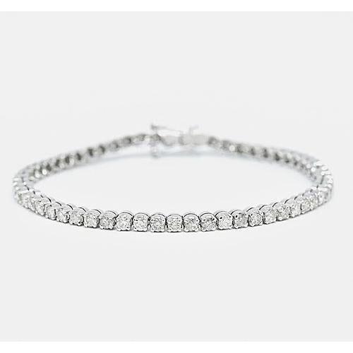 Ronde Echt Diamanten Tennisarmband 6 Karaat Gedeelde Tandenset Nieuw