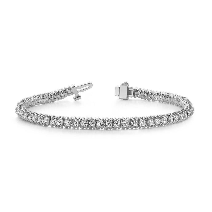 Ronde Echt Diamanten Tennisarmband Met Pinnen, Goud Wit 4,35 Karaat