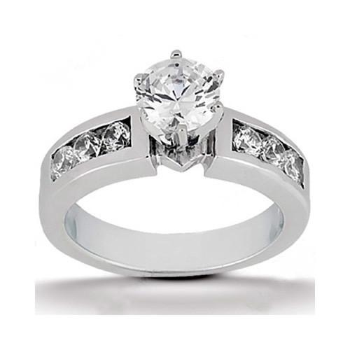 Ronde Echt Diamanten Witgouden Verlovingsring Voor Dames 1,61 Ct. Met Accenten