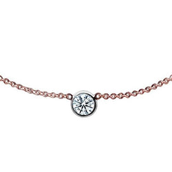 Ronde GIA-gecertificeerde labgekweekte diamanten Yards-ketting met rozenhanger, 2 karaat, Witgoud 14K