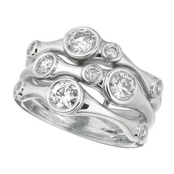 Ronde Echt Diamond Bubble Verlovingsring Band Bezel Set 1,50 Karaat WG 14K