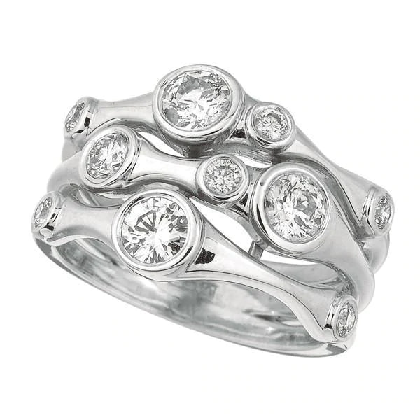Ronde Echt Diamond Bubble Verlovingsring Band Bezel Set 1,50 Karaat WG 14K