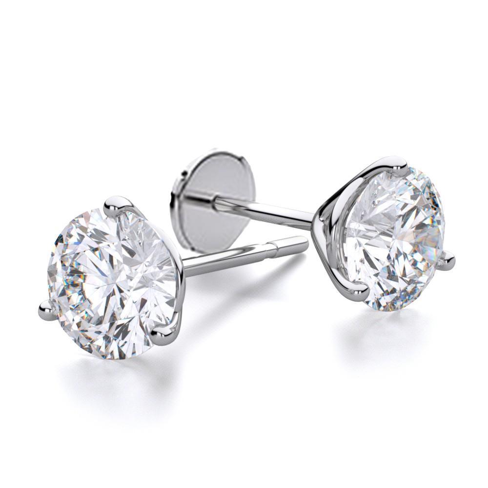 Ronde Echt Diamond Stud Dames Oorbel 2 Karaat Wit Goud 14K