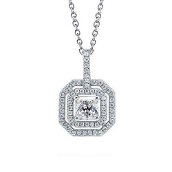 Ronde En Prinses Geslepen Echt Diamanten Halsketting Hanger 2,01 Karaat Witgoud