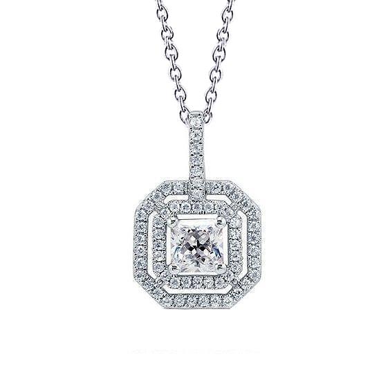 Ronde En Prinses Geslepen Echt Diamanten Halsketting Hanger 2,01 Karaat Witgoud