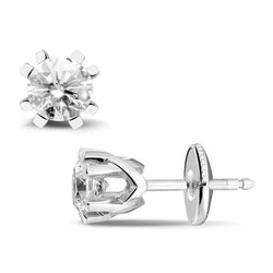Ronde Geslepen 2,00 Karaat Echt Diamanten Dames Oorknopjes Kroonzetting 14K Witgoud