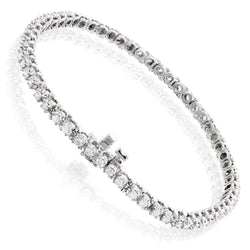 Ronde Geslepen 3 karaat Sprankelende Echt Diamanten Tennisarmband Goud Wit