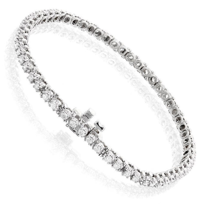 Ronde Geslepen 3 karaat Sprankelende Echt Diamanten Tennisarmband Goud Wit - harrychadent.nl