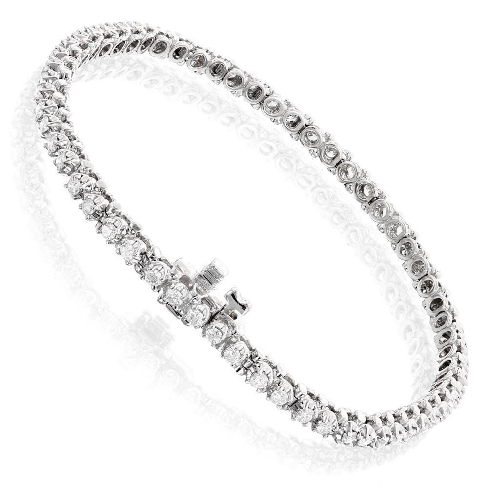 Ronde Geslepen 3 karaat Sprankelende Echt Diamanten Tennisarmband Goud Wit - harrychadent.nl