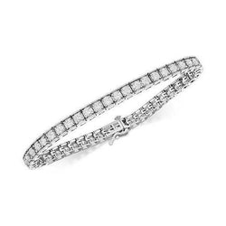 Rond Geslepen 9 Karaat Sprankelende Natuurlijke uit de aarde gewonnen Diamanten Tennisarmband Witgoud 14K