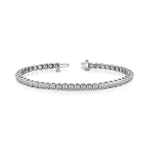 Ronde Geslepen Echt Diamanten Armband Wit Goud 14K 6,75 Karaat Sieraden