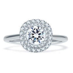 Ronde Geslepen Echt Diamanten Dubbele Halo Ring Wit Goud 14K 1,75 Karaat