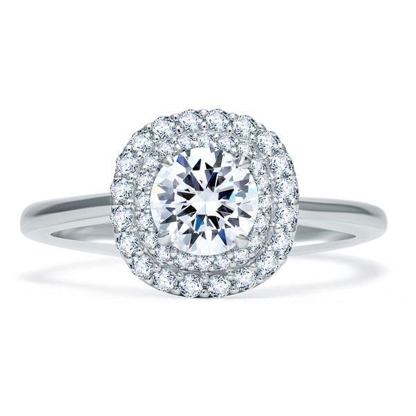 Ronde Geslepen Echt Diamanten Dubbele Halo Ring Wit Goud 14K 1,75 Karaat