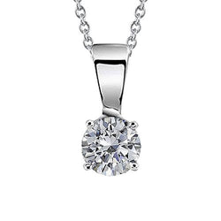 Ronde Geslepen Echt Diamanten Halsketting Hanger 1,50 Karaat Viertanden Set WG 14K