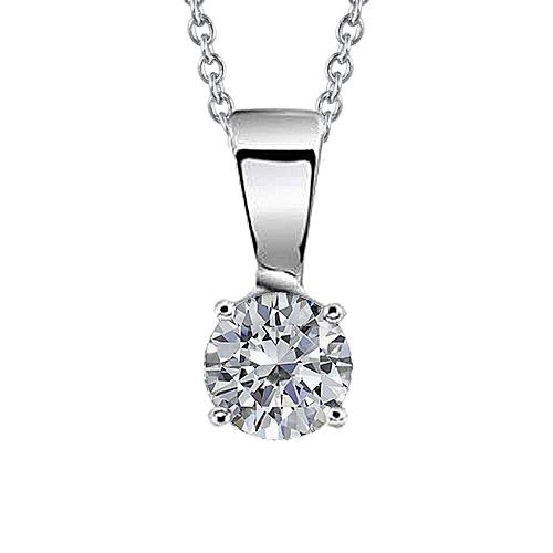 Ronde Geslepen Echt Diamanten Halsketting Hanger 1,50 Karaat Viertanden Set WG 14K