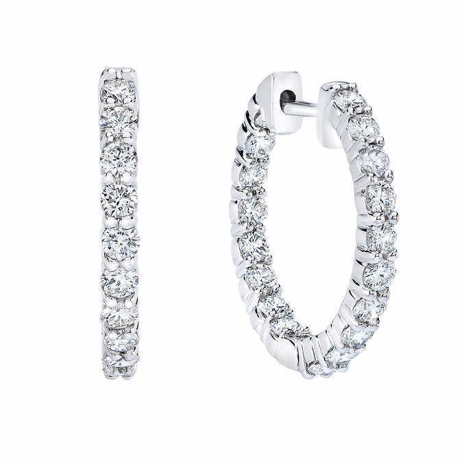 Ronde Geslepen Echt Diamanten Hoepeloorring Wit Goud Dames Fijne Sieraden 3,60 ct - harrychadent.nl