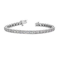 Ronde Geslepen Echt Diamanten Tennisarmband 4.44 Karaat Griffenset Wit Goud 14K