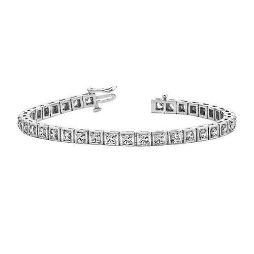 Ronde Geslepen Echt Diamanten Tennisarmband 4.44 Karaat Griffenset Wit Goud 14K
