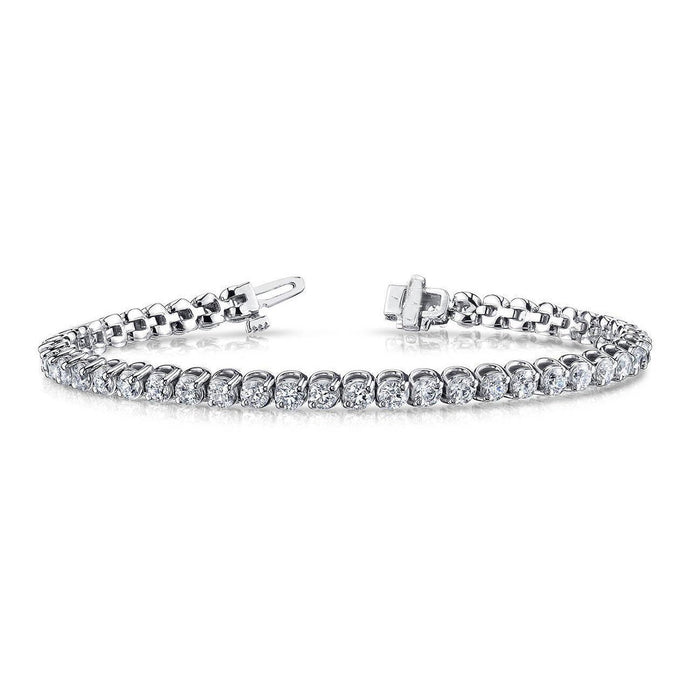 Ronde Geslepen Echt Diamanten Tennisarmband 6,75 Karaat Met Twee Tanden WG 14K