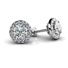 Afbeelding in Gallery-weergave laden, Ronde Geslepen Halo Echt Diamanten Oorknopjes 2,40 Karaat Witgoud 14K
