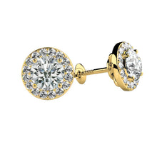 Afbeelding in Gallery-weergave laden, Ronde Geslepen Halo Echt Diamanten Oorknopjes 2,40 Karaat Witgoud 14K
