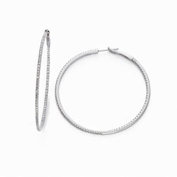 Ronde Geslepen Kleine 1,80 ct Echt Diamanten Dames Hoepel Oorbellen Wit Goud 14K