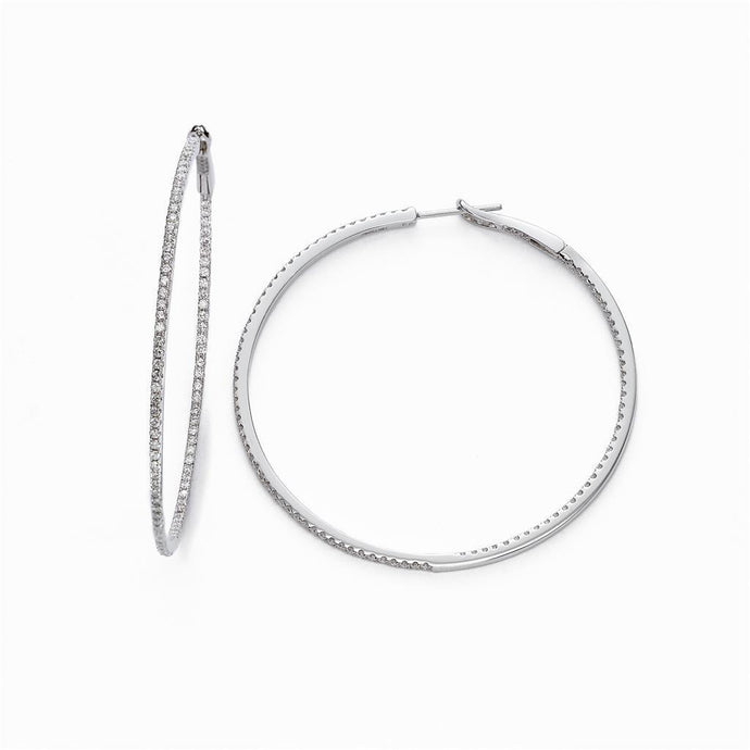 Ronde Geslepen Kleine 1,80 ct Echt Diamanten Dames Hoepel Oorbellen Wit Goud 14K - harrychadent.nl