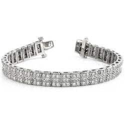 Ronde Geslepen Tapijt Echt Diamanten Tennisarmband 4 Karaat 14K Witgoud