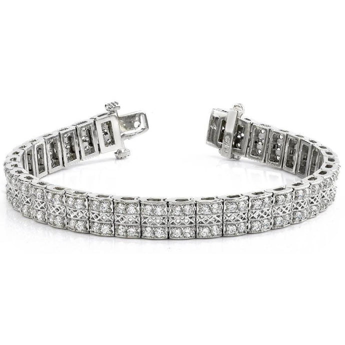 Ronde Geslepen Tapijt Echt Diamanten Tennisarmband 4 Karaat 14K Witgoud