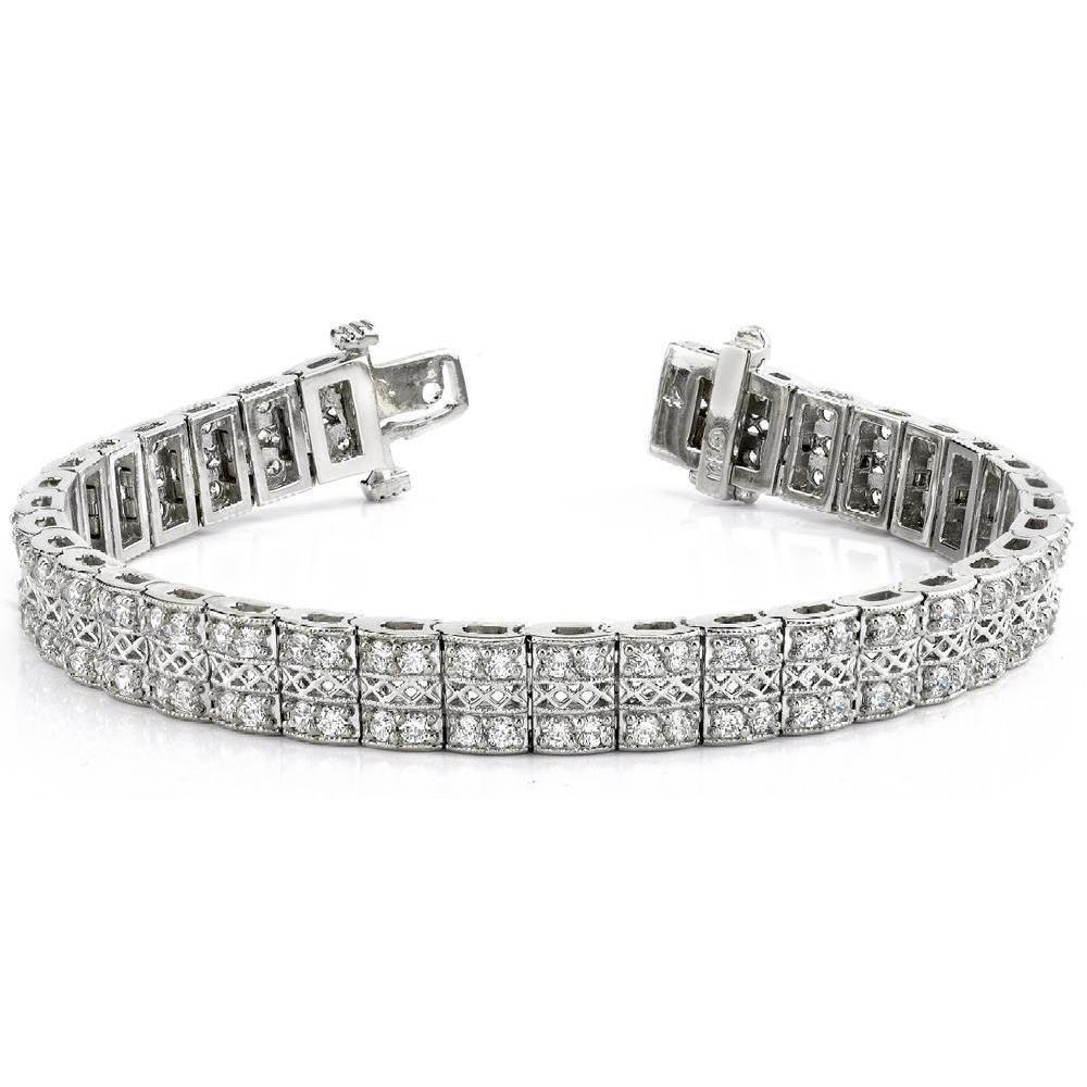 Ronde Geslepen Tapijt Echt Diamanten Tennisarmband 4 Karaat 14K Witgoud