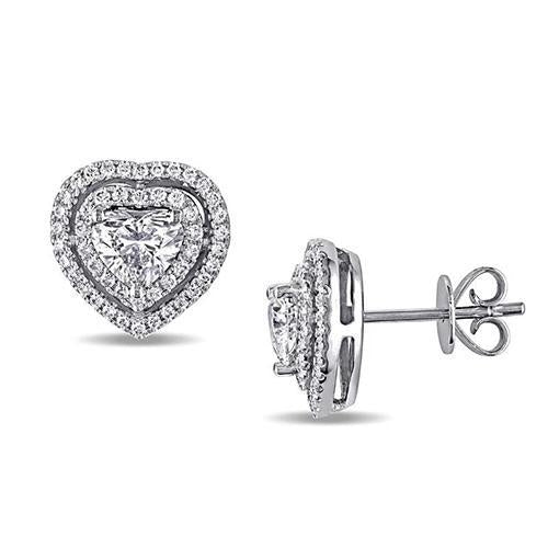 Ronde Halo Echt Diamant Stud oorbel 2,54 karaat Massief Wit Goud - harrychadent.nl