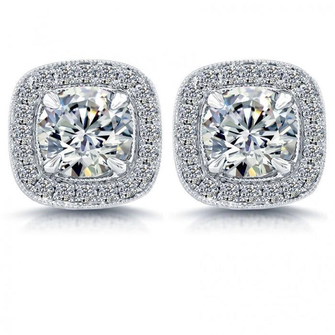 Ronde Halo Echt Diamanten Oorbel Massief Witgouden Diamanten 4 Ct