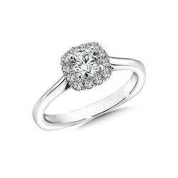 Ronde Halo Echt Diamanten Verlovingsring Wit Goud 14K 1,36 Karaat