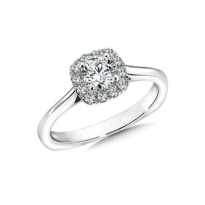 Ronde Halo Echt Diamanten Verlovingsring Wit Goud 14K 1,36 Karaat