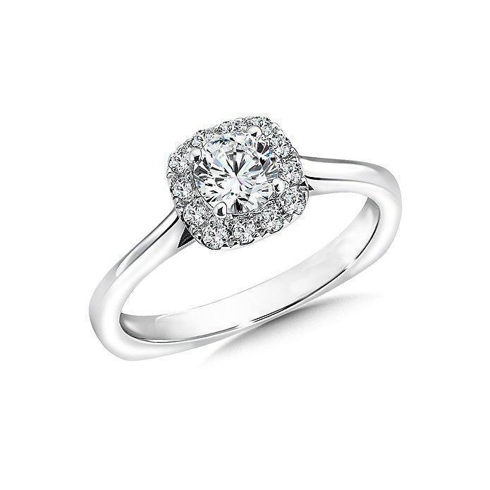 Ronde Halo Echt Diamanten Verlovingsring Wit Goud 14K 1,36 Karaat