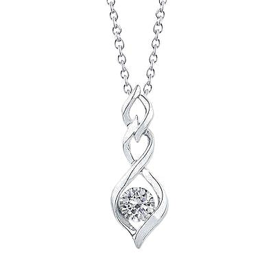 Ronde Hanger Met Witte Echt Diamanten Halsketting 0,50 Karaat Witgoud 14K