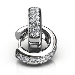 Ronde Pave Set Echt Diamond Women Hoop Earring White Gold 4.80 Carats