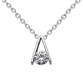Ronde Solitaire Echt Diamanten Halsketting Hanger 0,45 Ct Witgoud