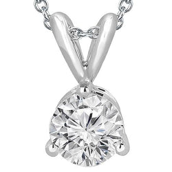 Ronde Solitaire Echt Diamanten Halsketting Hanger 1,50 Karaat Witgoud 14K