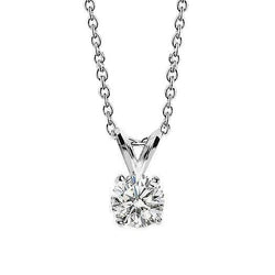 Ronde Solitaire Echt Diamanten Hanger Ketting 0,75 Carat Prong Set WG 14K