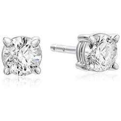Ronde Stud GECERTIFICEERDE Natuurlijke Echte ( Niet Labgekweekt ) Diamanten Oorbel 3.5 Karaat Prong Gezet Witgoud 14K