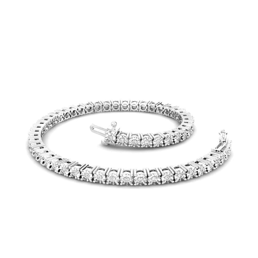 Ronde Tennisarmband Echt Diamantgeslepen Montage Massief Wit Goud 14K 4.60 Karaat