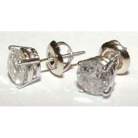Ronde diamanten oorknopjes 2,20 ct. Massief 14K wit goud - harrychadent.nl