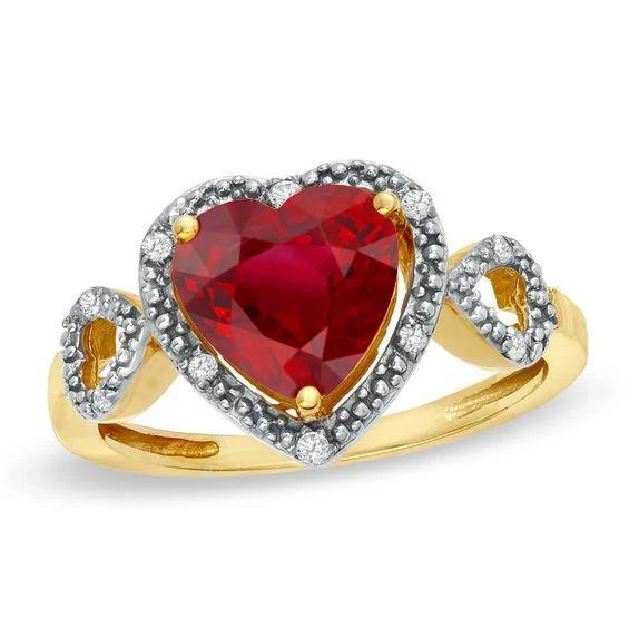 Rood hart geslepen robijn diamanten ring 6,65 ct sieraden geel goud - harrychadent.nl